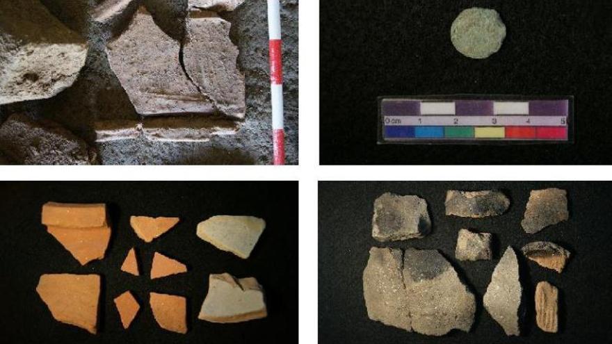 Entre los hallazgos hay tejas, cerámicas y monedas. 