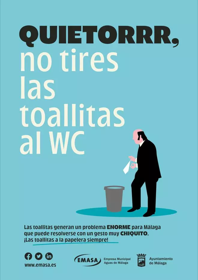 ¡Quietorrrr!: Una campaña inspirada en Chiquito te pide que no tires toallitas al WC
