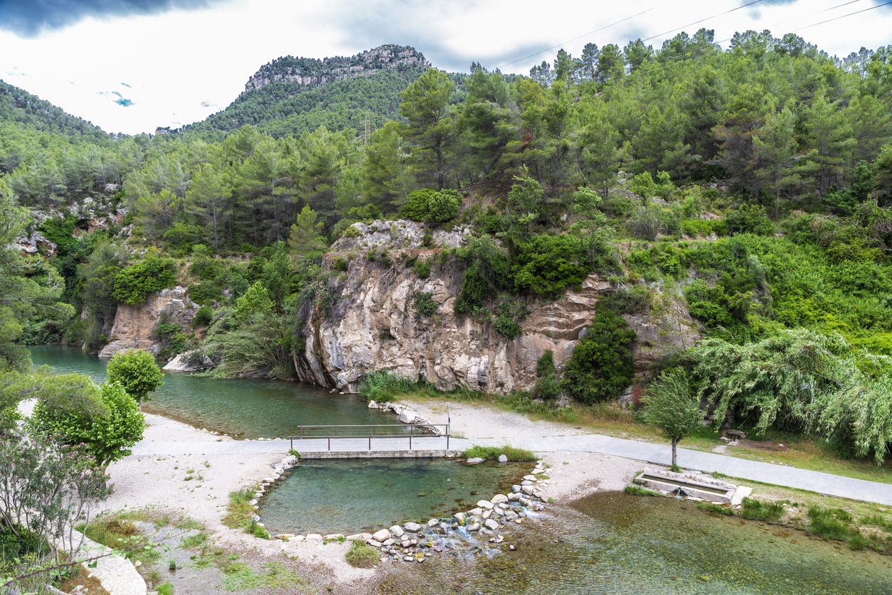 Fuente de los Baños en Montanejos vista desde el aire