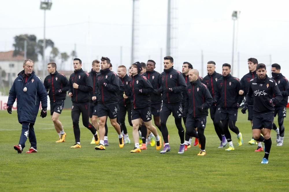 Entrenamiento del Sporting antes del partido contra el Athletic