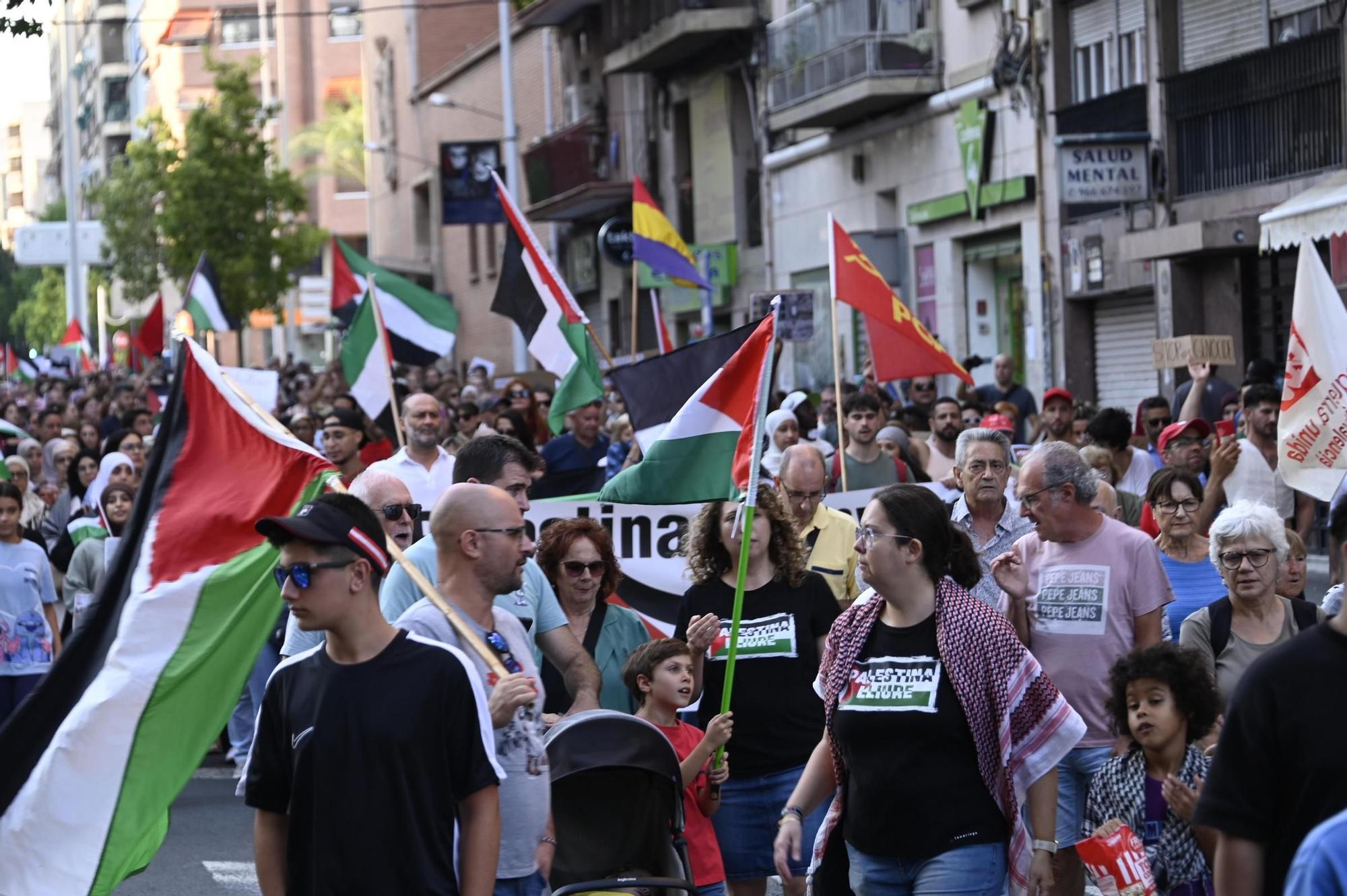 Así ha sido la multitudinaria manifestación para exigir la libertad de Palestina en Elche