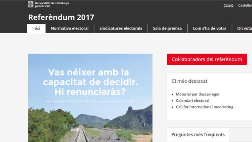 La web del referéndum ya informa a los catalanes de cómo y dónde pueden votar el 1 de octubre