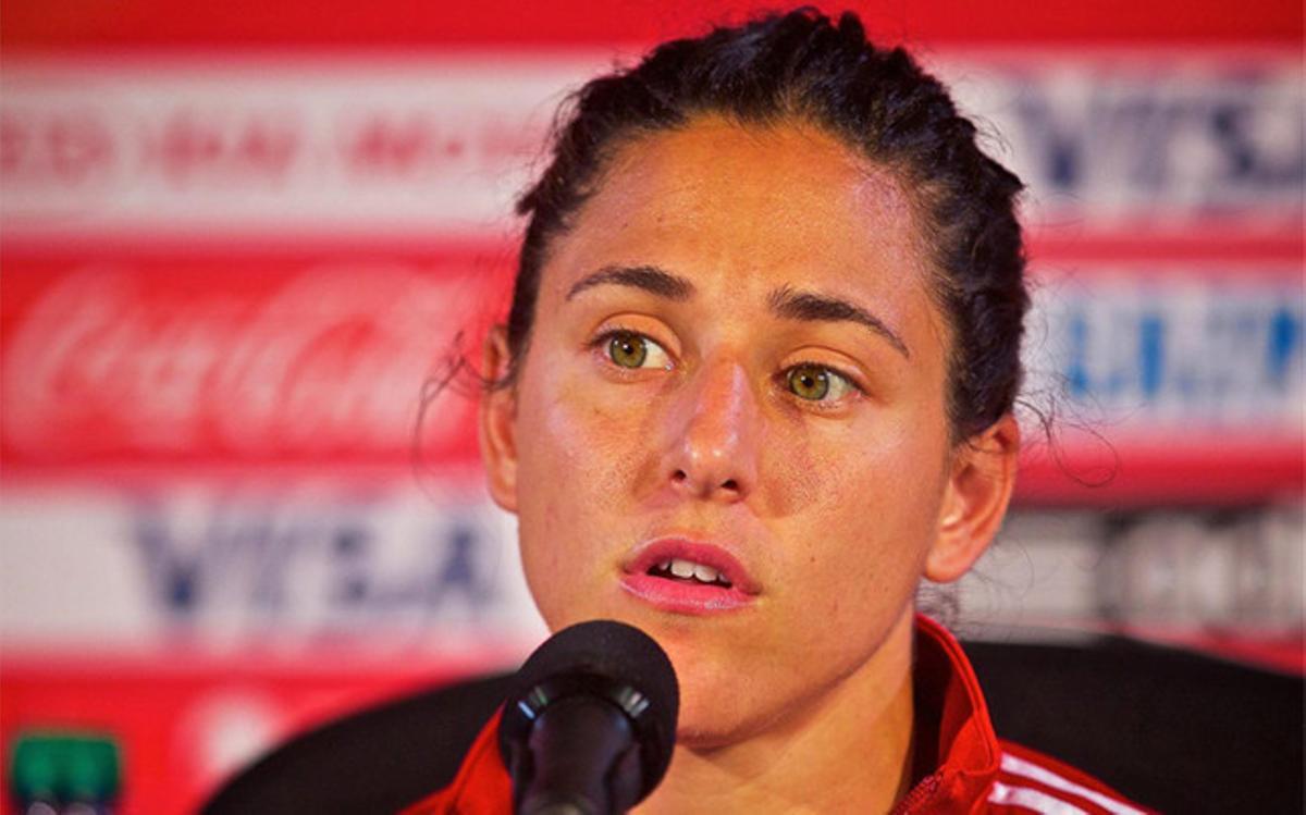 Vero Boquete, en una rueda de prensa durante el Mundial de Canadá