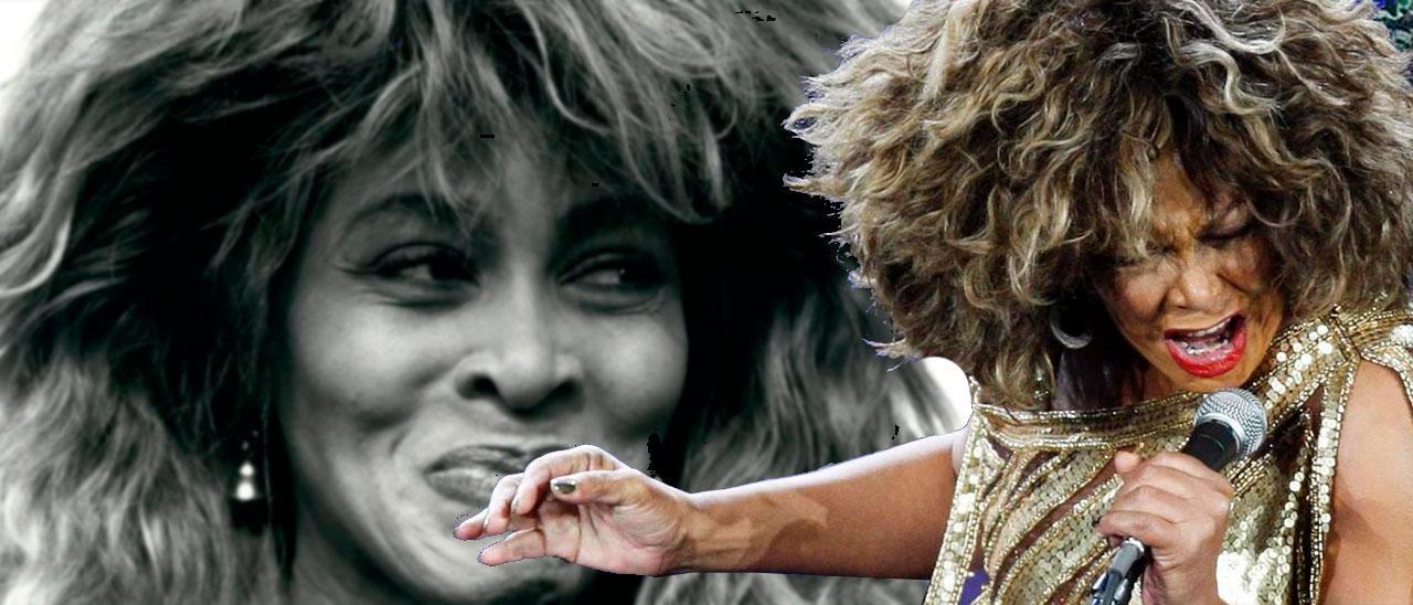 Una fotografía de Tina Turner de joven, otra en una de sus últimas actuaciones