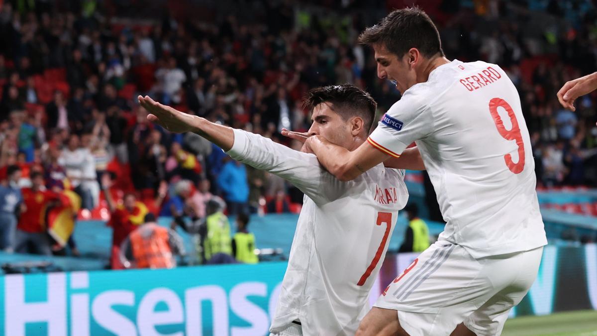 Morata celebra su gol contra Italia