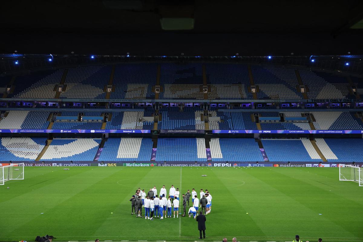 MANCHESTER (United Kingdom), 16/03/2026.- Players of Real Madrid attend a training session in Manchester, Britain, 16 March 2026. Real Madrid will face Manchester City in their UEFA Champions League Round of 16 2nd leg match on 17 March. (Liga de Campeones, Reino Unido) EFE/EPA/ADAM VAUGHAN