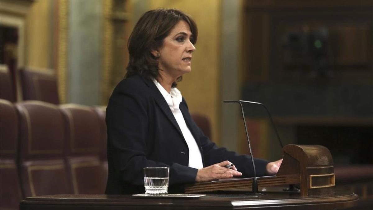 La ministra de Justicia, Dolores Delgado, en el Congreso.