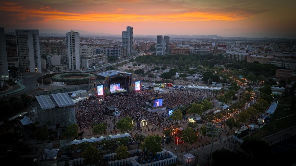 Una vista aérea de la zona ocupada por el festival.
