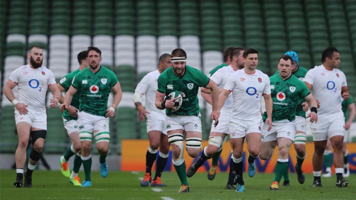 Acción del partido entre Irlanda e Inglaterra en Dublín