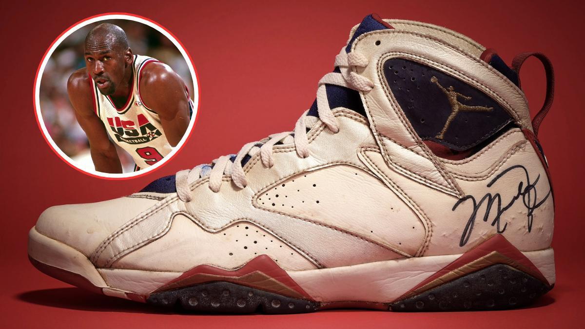 Las Air Jordan 7 'Olympic' que saldrán a subasta por orden de Scottie Pippen.