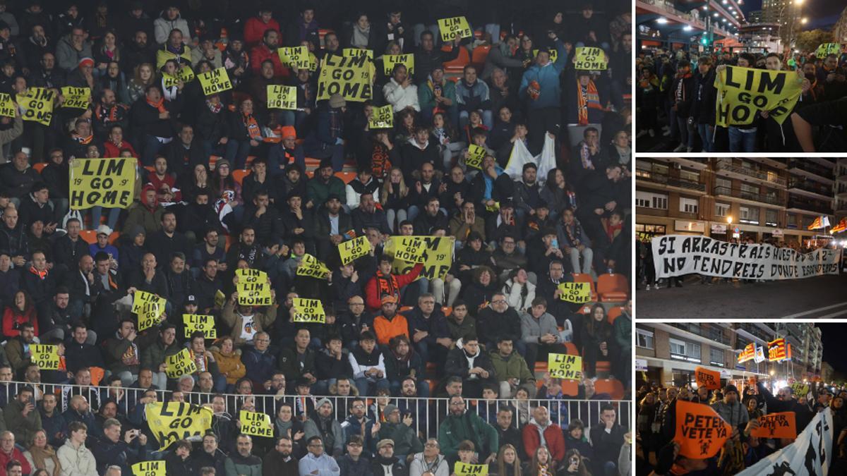 Momentos de protesta conta Lim en Mestalla