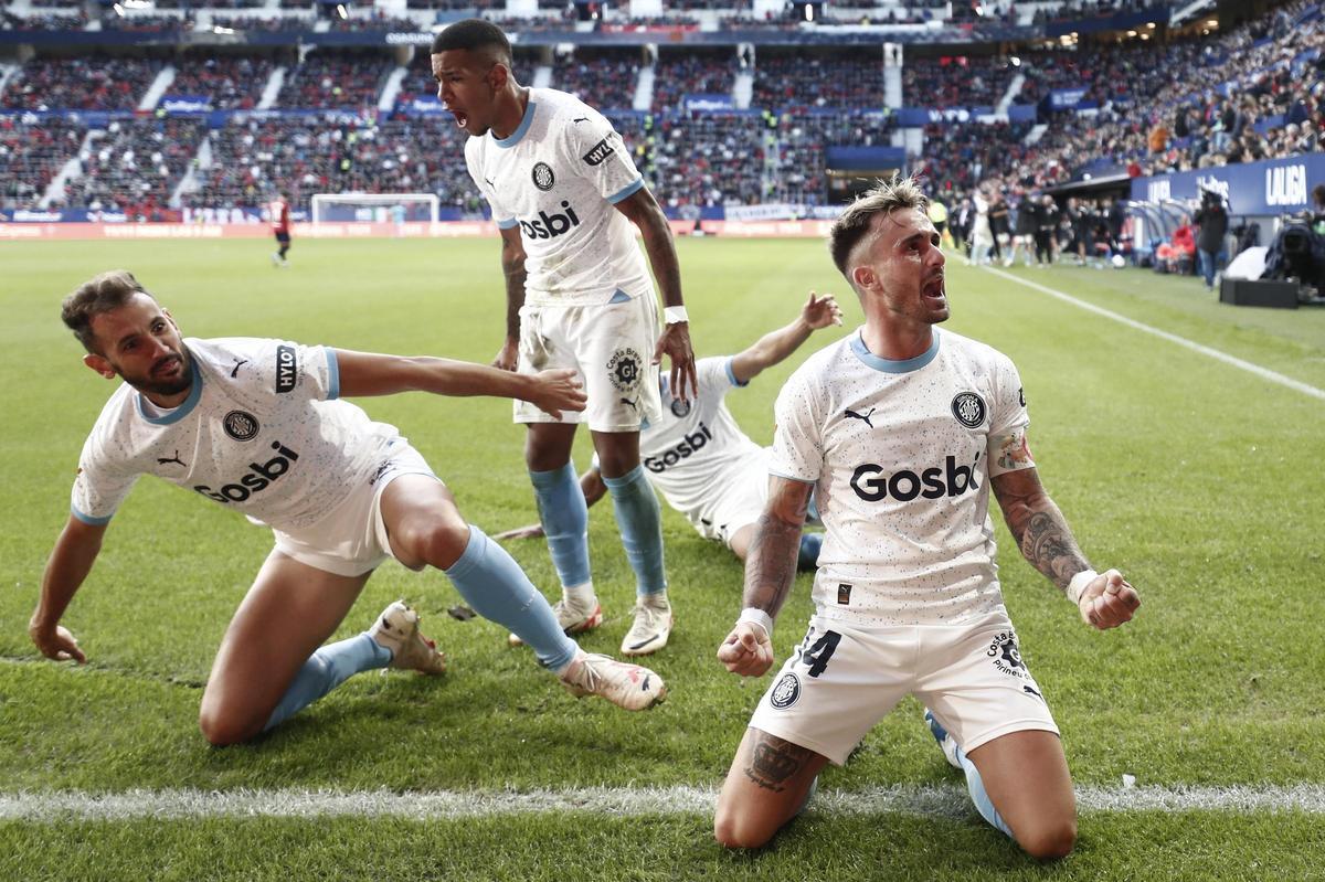 Portu celebra su gol durante el partido ante Osasuna.