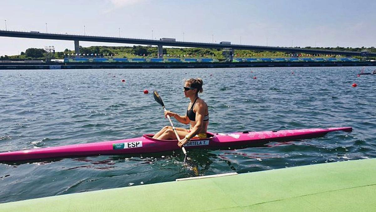 Teresa Portela, en su último entrenamiento. // FDV