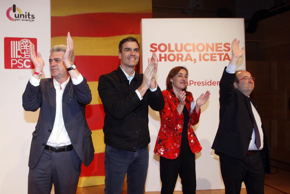 Acte de campanya del PSC a Girona amb Miquel Iceta i Pedro Sánchez