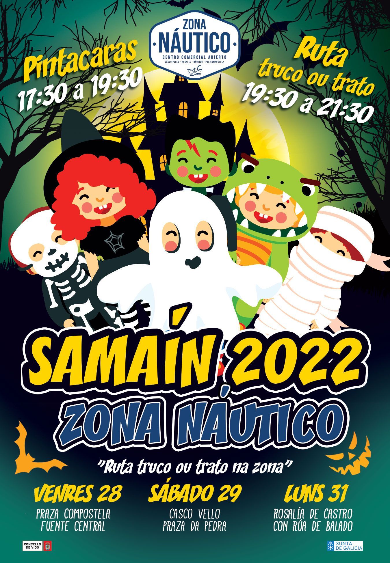 Cartel de Samaín 2022 de los comerciantes Zona Náutico de Vigo.