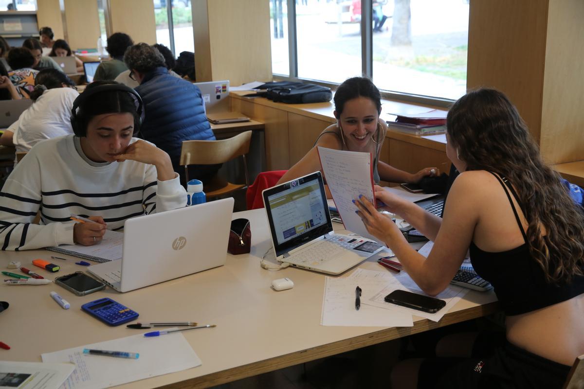 Estudiantes de bachillerato que están estudiando la selectividad