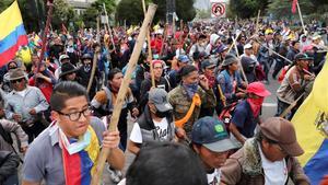 Manifestación contra el presidente de Ecuador, Lenín Moreno, este martes en Quito.