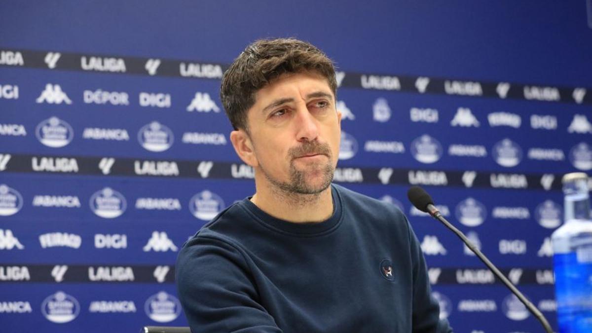 Pablo Hernández, en la sala de prensa del Abanca Riazor
