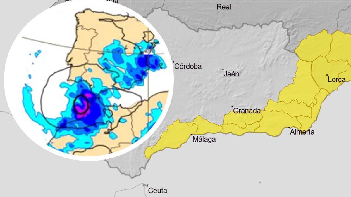 Avisos amarillos por lluvia en Andalucía para el domingo 28
