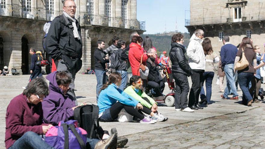 Turistas en Santiago de Compostela.