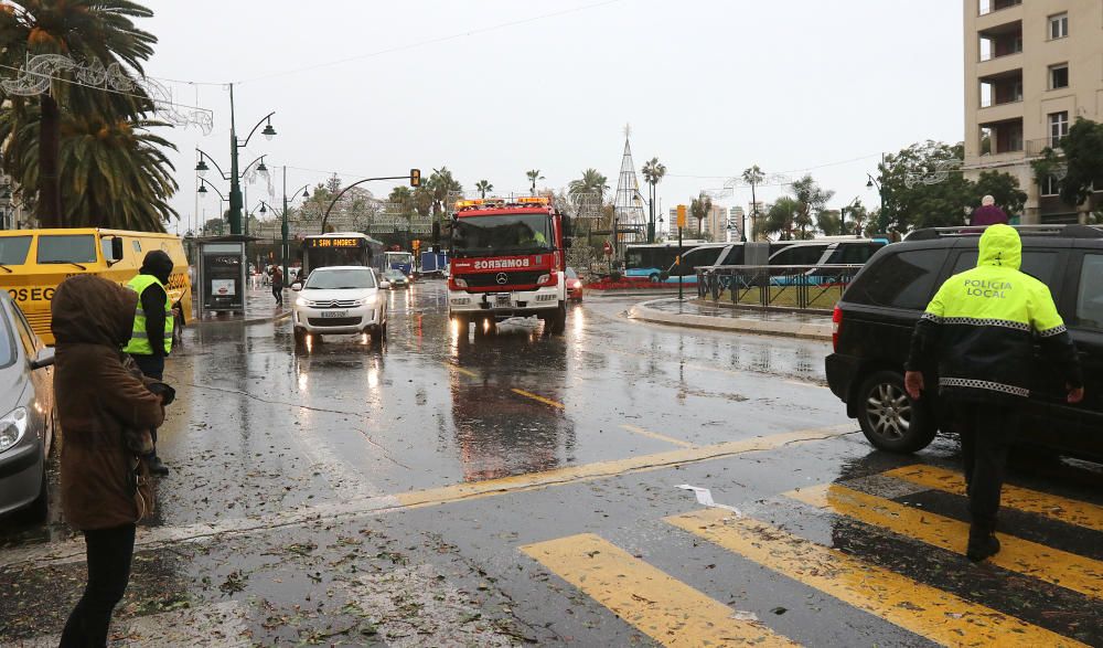 Incidencias de la borrasca Ana en Málaga capital