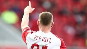 Pep Biel, con la camiseta de Olympiacos