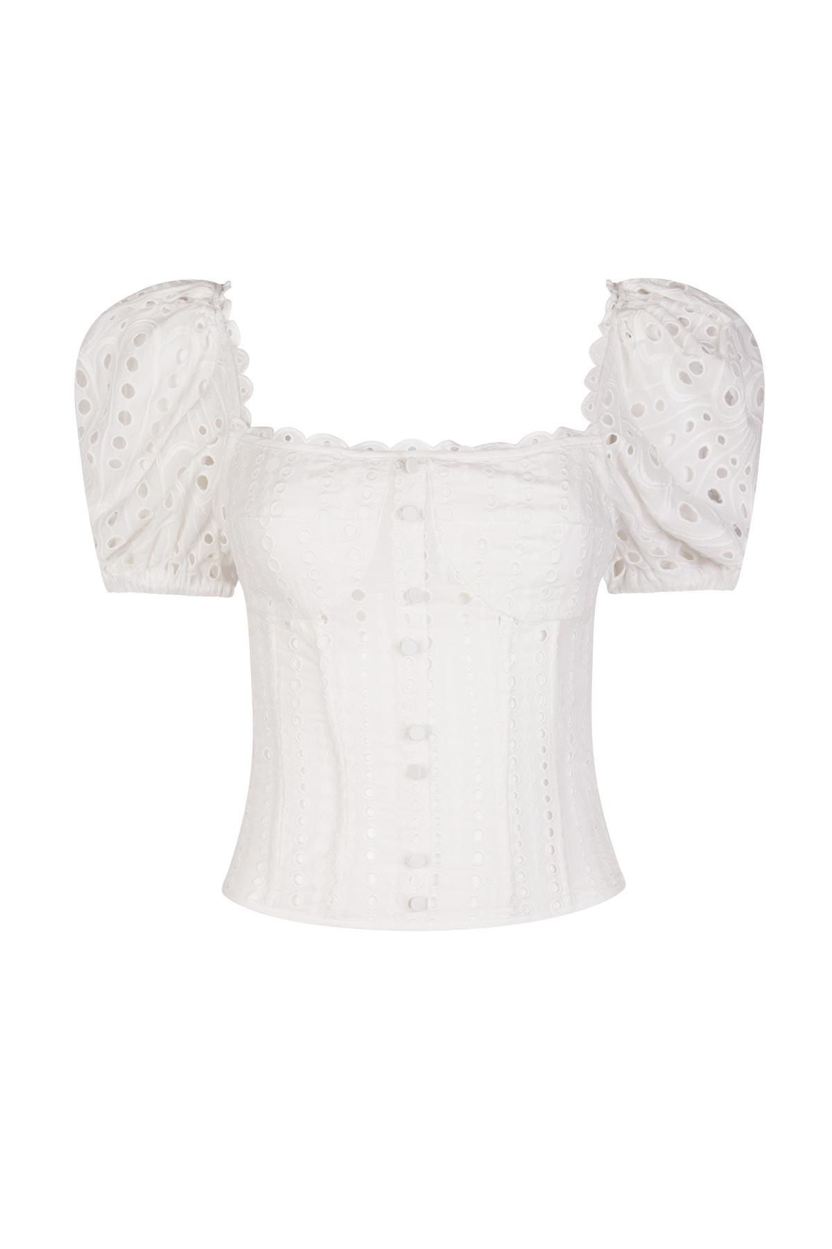 Top tipo corset con mangas abullonadas, de Charo Ruiz