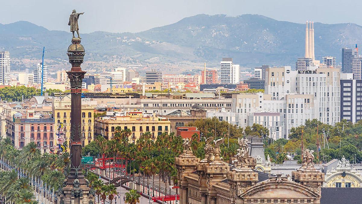 La estatua de Cristóbal Colón en Barcelona.
