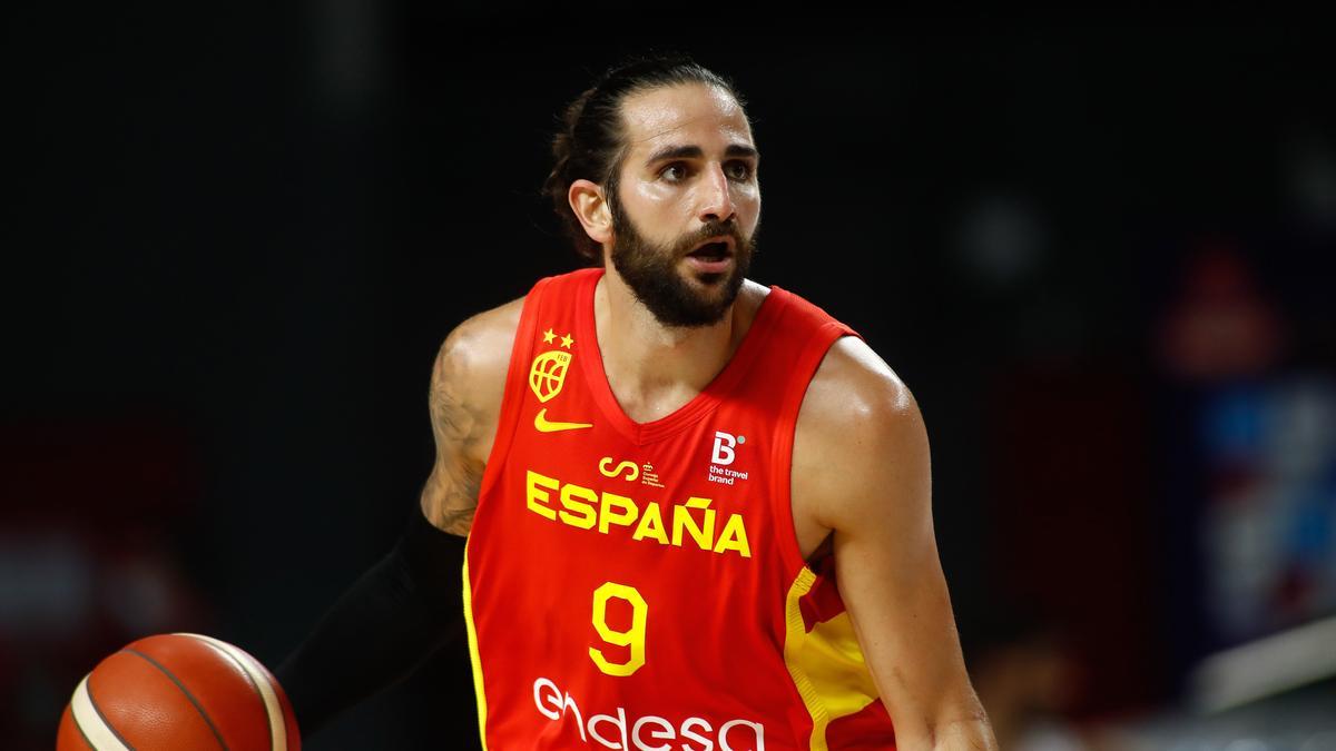 Ricky Rubio durant un partit amb la selecció espanyola