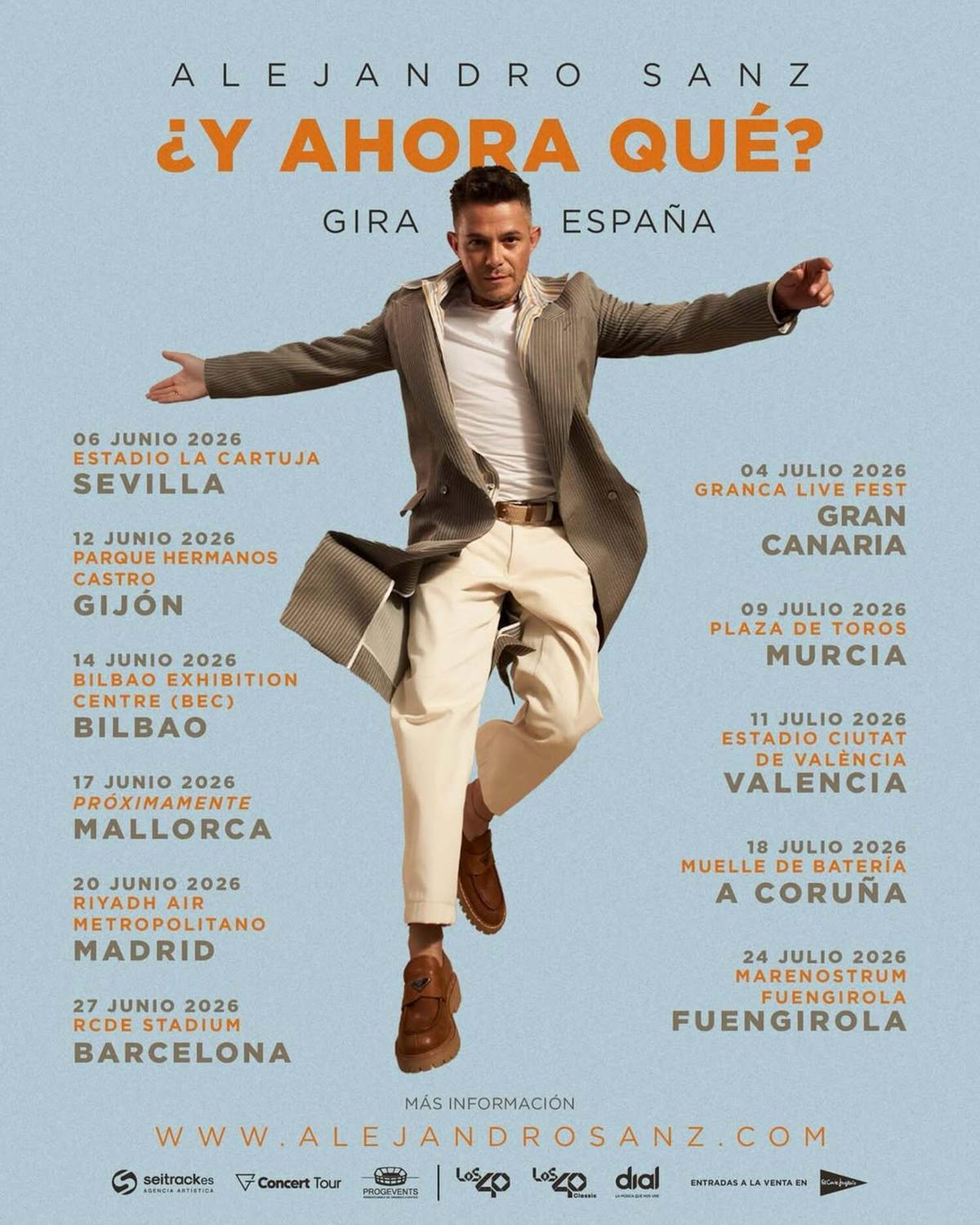 Cartel de la gira de conciertos en España de Alejandro Sanz 2026