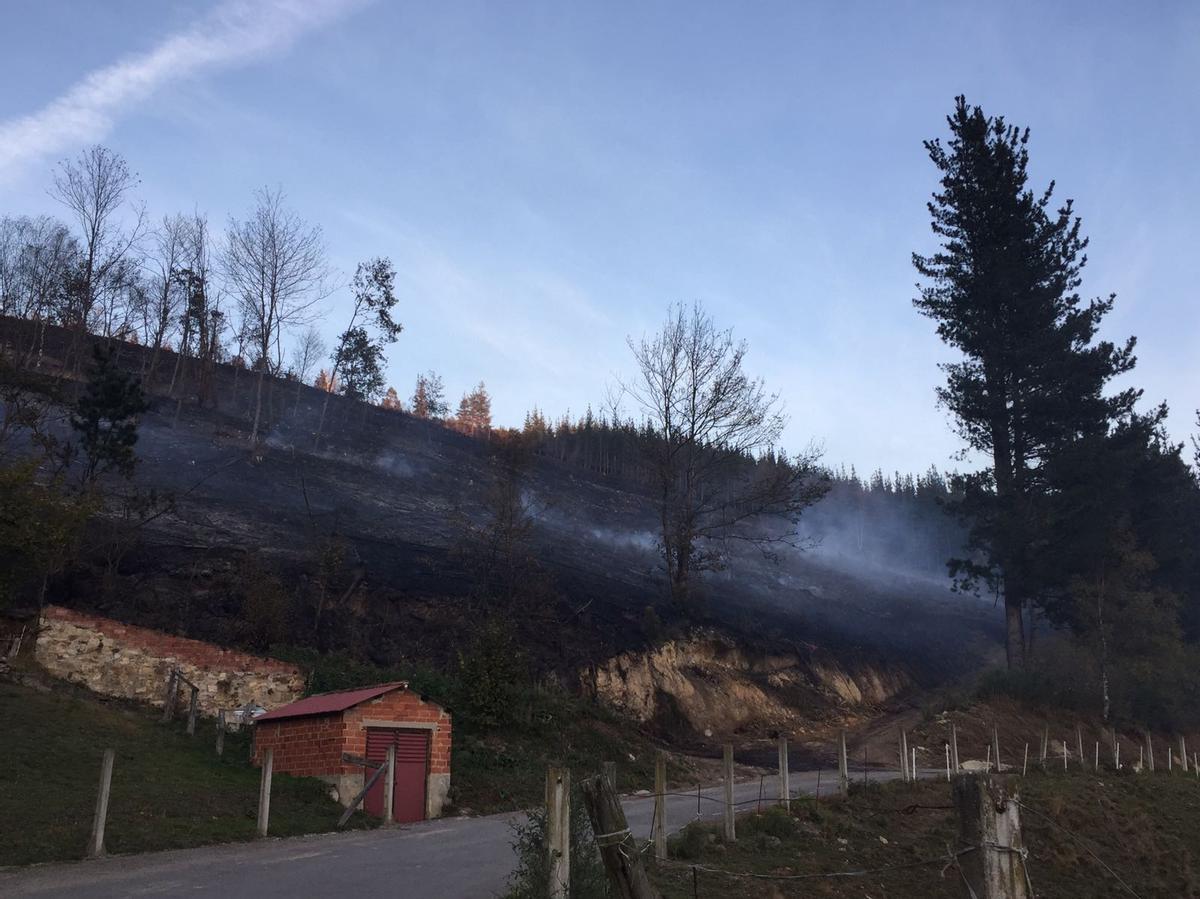 Monte quemado cerca de Llamas del Mouro en 2017.