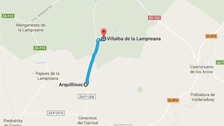 Cortada la carretera entre Arquillinos y Villalba de la Lampreana