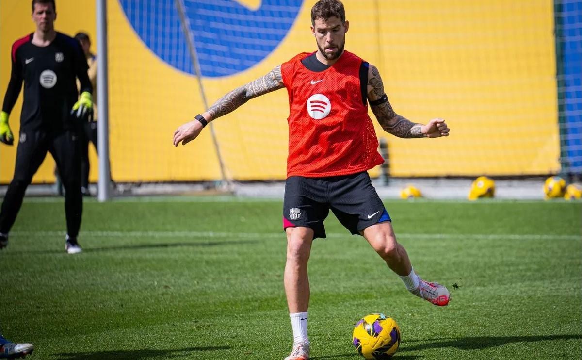 Iñigo, durante el entrenamiento de este lunes.