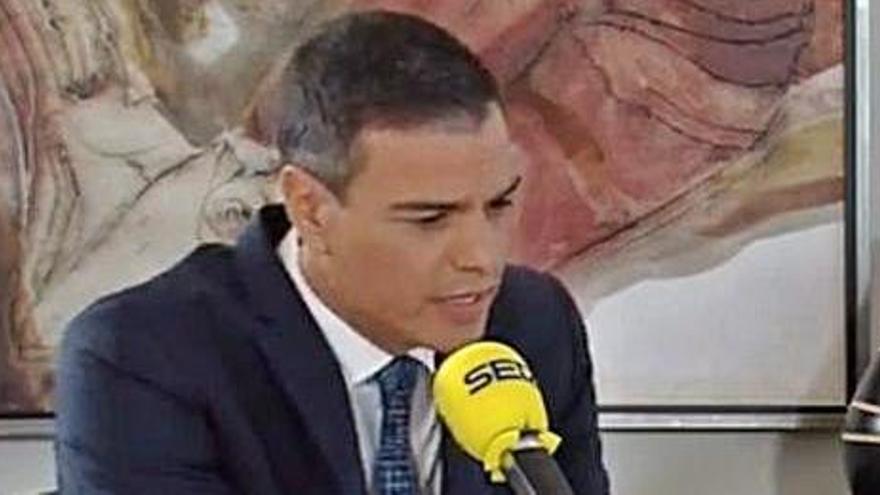 Pedro Sánchez, durant l&#039;entrevista que va concedir ahir