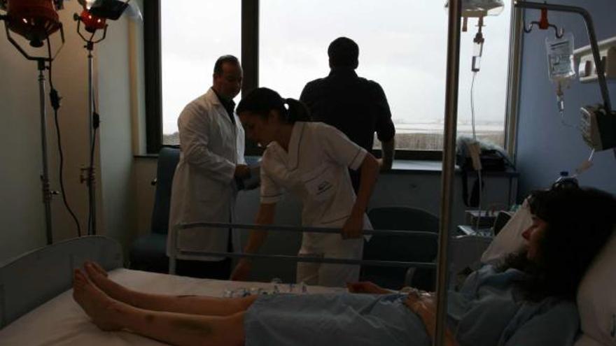 Una imagen del rodaje, durante una escena en el Hospital de Torrevieja.