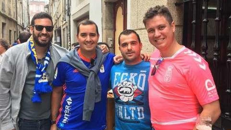 Kike Valdés, Fernando Guirado, Diego González y Pelayo Botas, ayer, en el centro de Lugo.