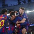 Los jugadores del Barça celebran uno de los goles
