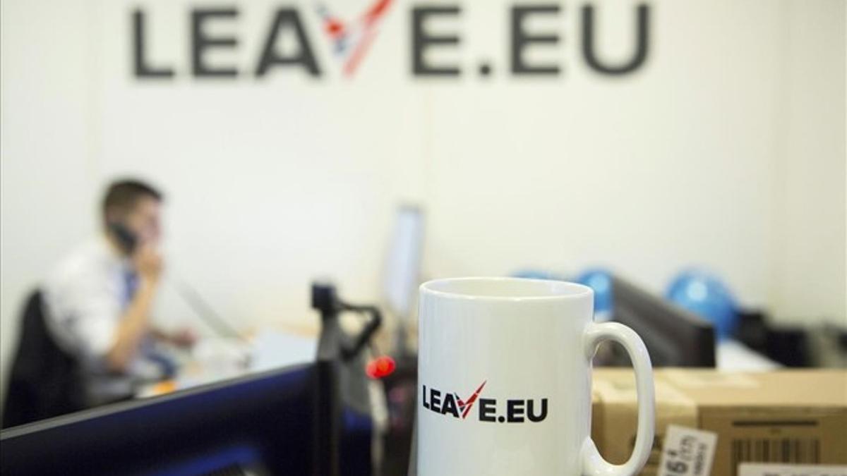 Oficina del grupo británico de presión para la salida de la UE &quot;Leave EU&quot;.