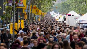 La Rambla de Barcelona, el pasado Sant Jordi