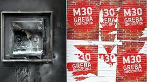 La crema de diversos caixers automàtics ha estat un dels actes vandàlics registrats durant la vaga.