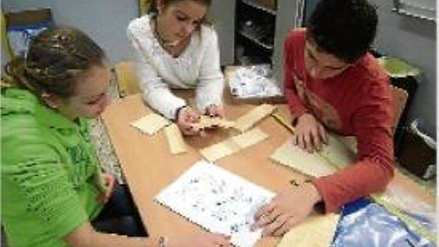 Alumnes del SINS Cardener de Sant Joan treballant en el projecte