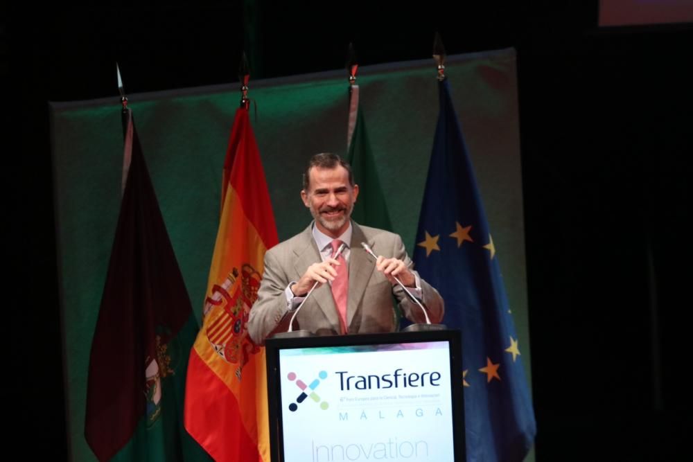 El rey Felipe VI inaugura la sexta edición del Foro Transfiere en el Palacio de Ferias y Congresos de Málaga.
