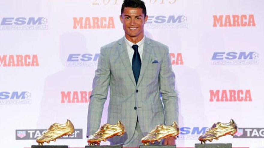 Cristiano Ronaldo, con sus cuatro Botas de Oro.