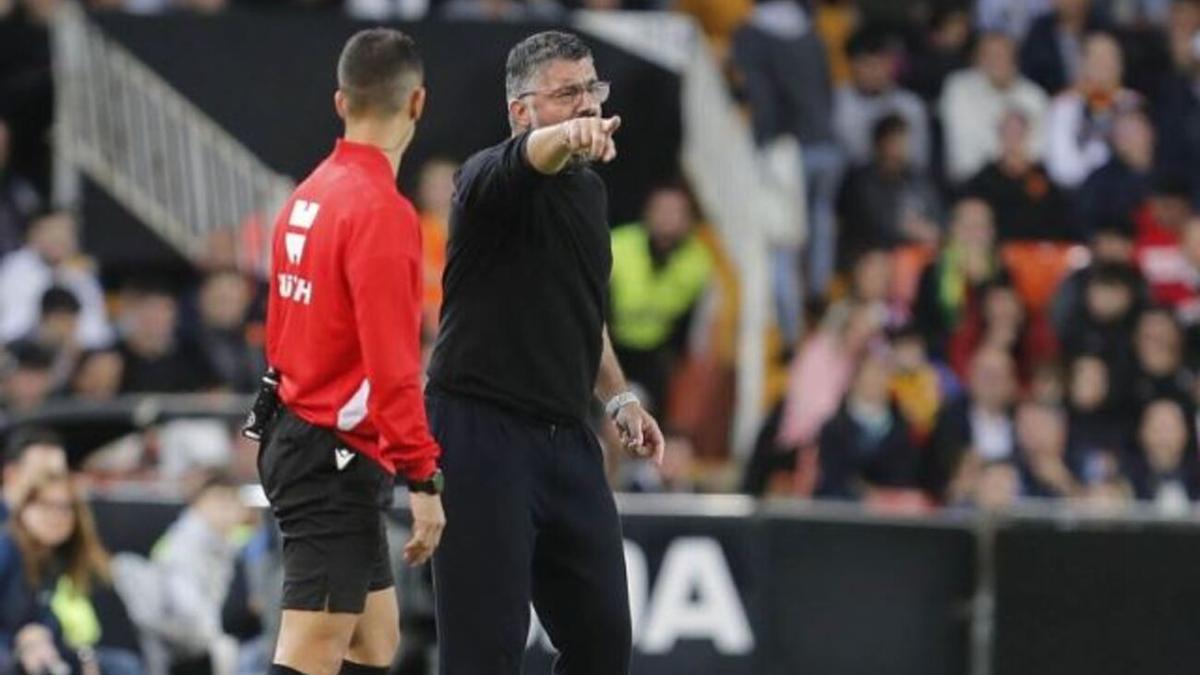 Gattuso, durante el Valencia-Betis