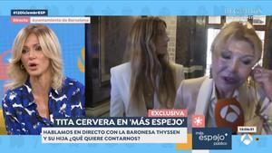 Susanna Griso en la conexión con la Baronesa Thyssen.