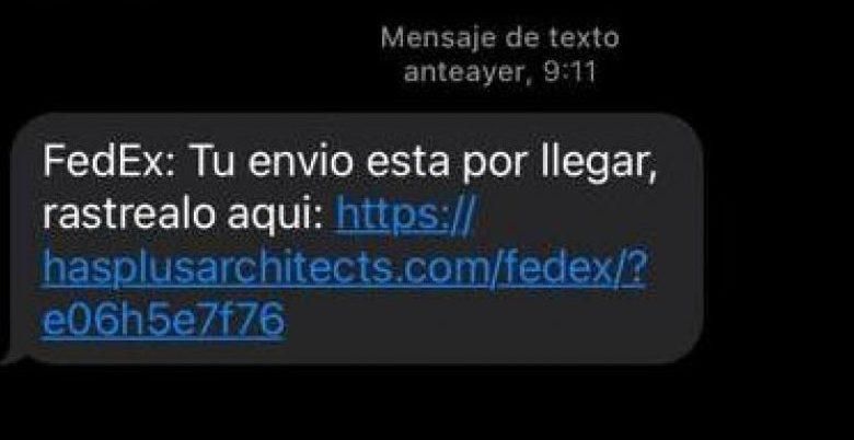 Imagen de un SMS enviado