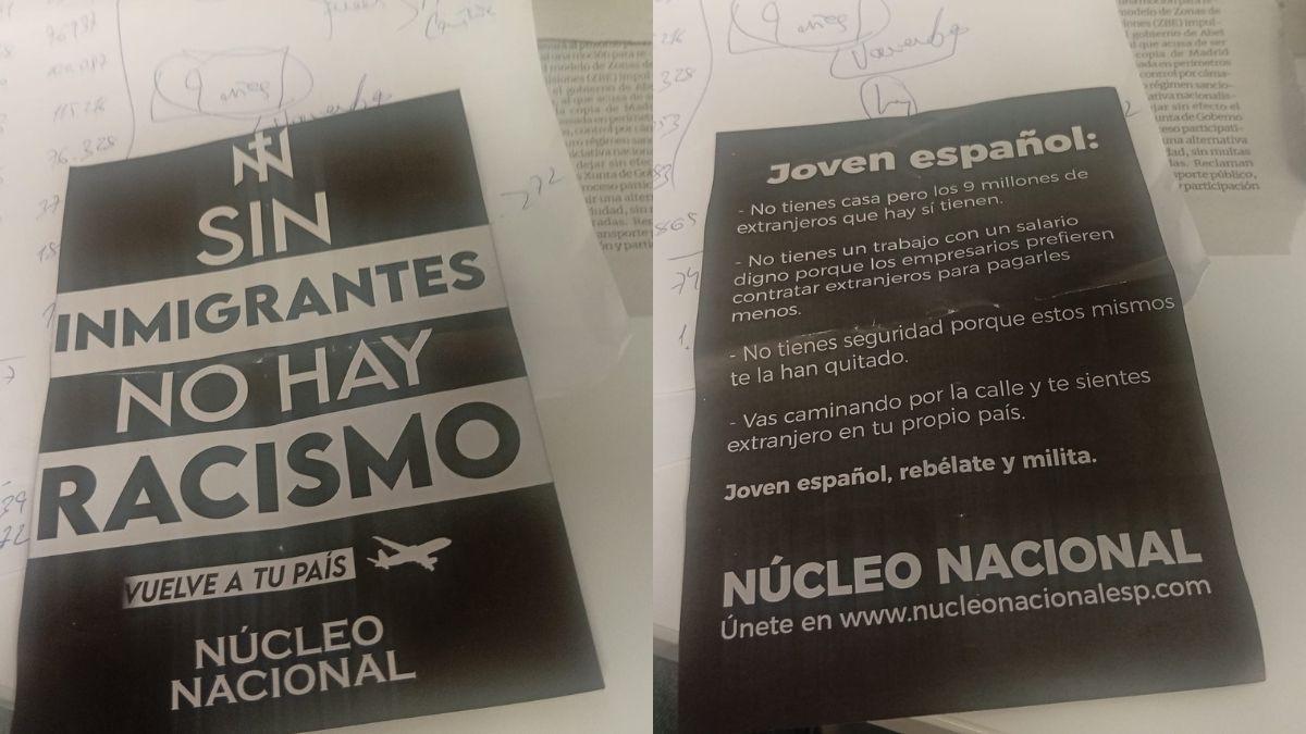 Octavillas del grupo de extrema derecha Núcleo Nacional este sábado en Santiago