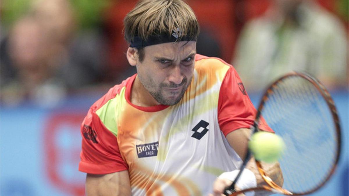 David Ferrer, durante el encuentro ante Murray en Viena