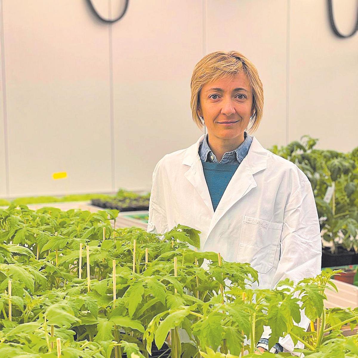 Laura Medina, en su laboratorio de plantas actual en la Universidad de Tubinga (Alemania).