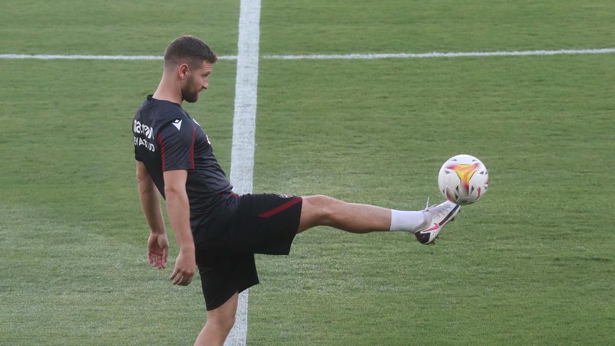 El &#039;13&#039; durante un entrenamiento esta misma semana.